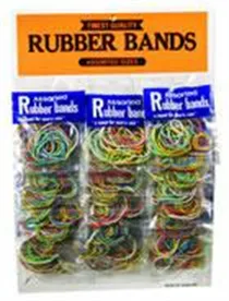RUBBER BANDS ASSORTED Sizes 24 bag on a Card