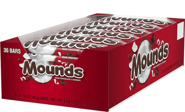 ''Mounds Dark Chocolate CANDY Bars 1.75oz, 36ct''
