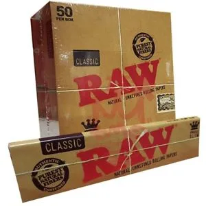 RAW Classic King Size Slim Rolling Papers 50 packs