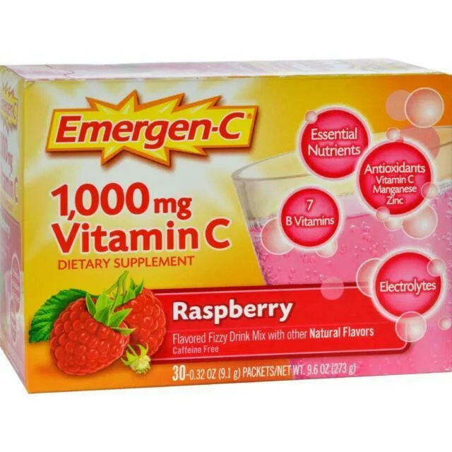 ''Emergen-C 1000mg VITAMIN C Raspberry 0.32oz, 30ct''