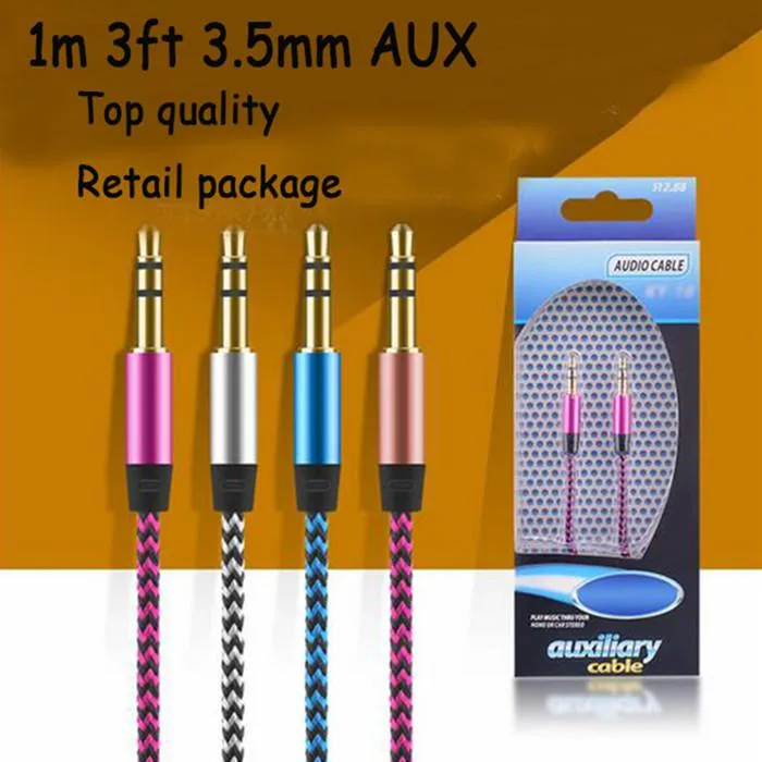 3.5 mm male to male stereo audio aux cable GOLD