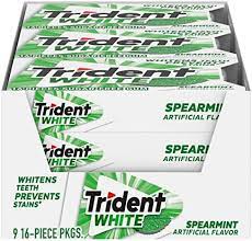 Trident White Spearmint Gum 16pcs, 9ct