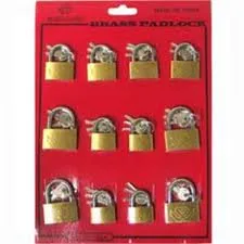 Brass Padlock 25 30 35mm Card of 12