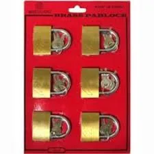 Brass Padlock 50mm Card of 6