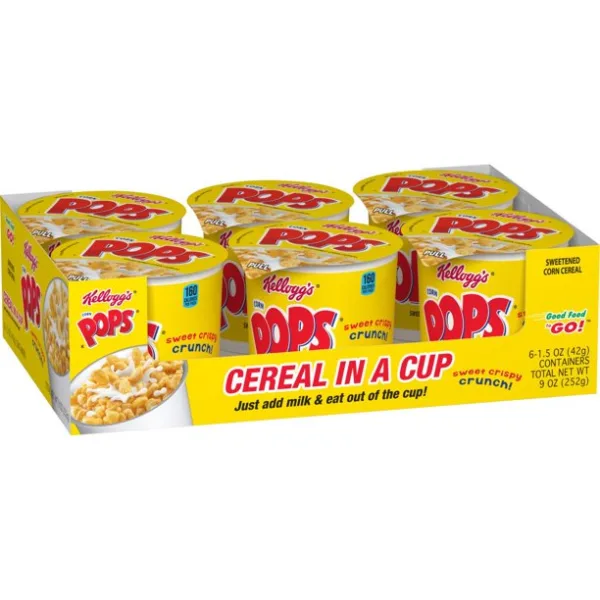 Kellogg's Corn Pops Cereal Cups 1.5oz, 6ct