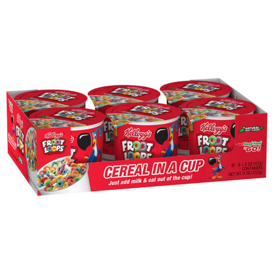 Kelloggs Froot Loops Cereal Cups 6 count