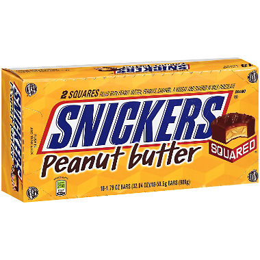SNICKERS Peanut Butter Squared Chocolate Candy Bars 1.78 oz Pack of 18