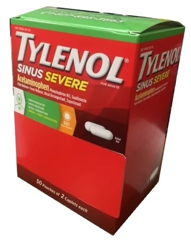 Tylenol Sinus Severe 50 packs of 2 Caplets