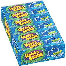 Hubba Bubba Max Sour Blue Raspberry Bubble Gum 5pcs, 18ct