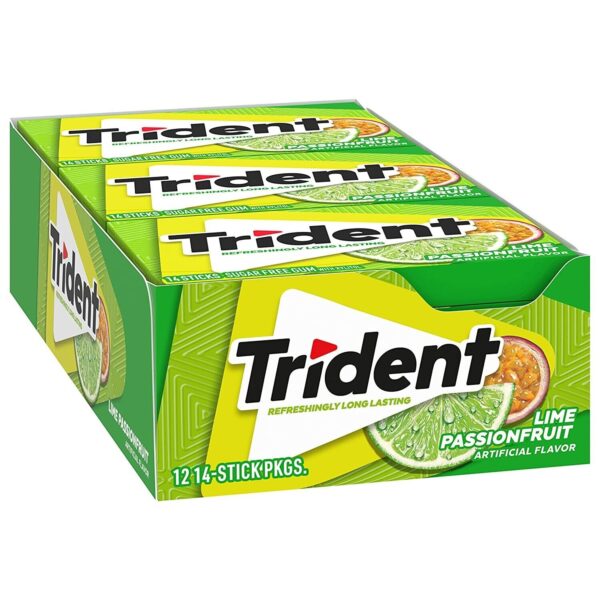 Trident Lime Passion Fruit Gum 14pcs, 12ct