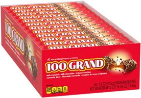 100 Grand Milk Chocolate Candy Bars 1.5oz, 36ct