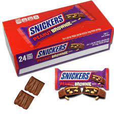 Snickers Peanut Brownie Squares Candy Bars 1.20oz, 24ct